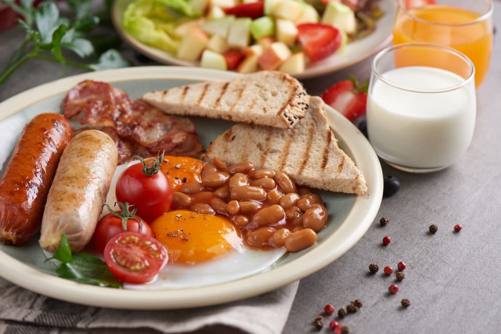 Healthy breakfast spread with various nutritious options