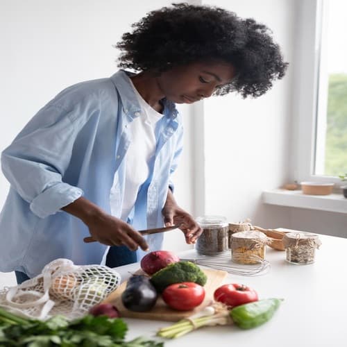 Woman prepping a healthy salad